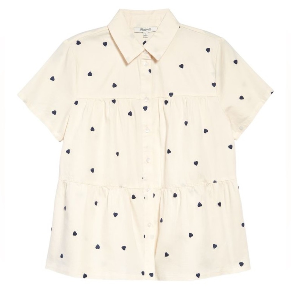 Madewell Embroidered Blue Heart Blouse